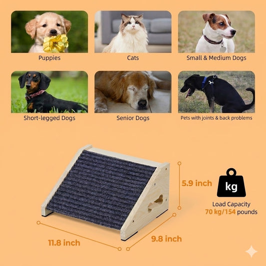 4 Pack Wooden Dog Ramp,Pet Steps for Staircase Ramp for Dogs Cats, for Stairs Suits for Small Medium Large Dogs Cats,Need Installation,Gray, 11.8 * 9.8 * 5.9 inches