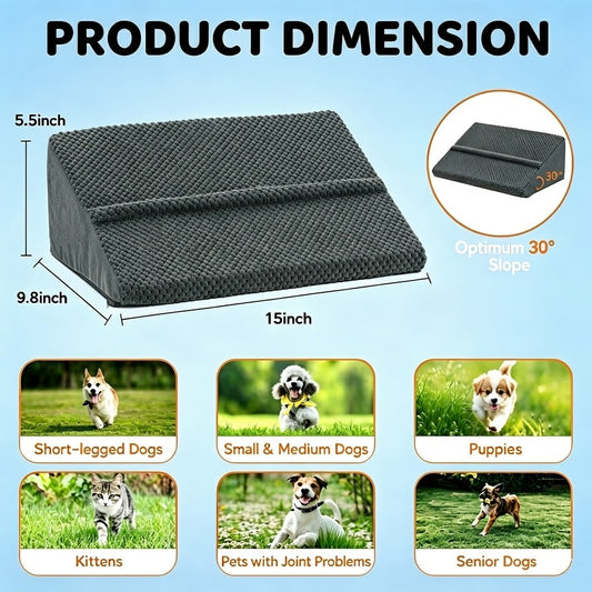 Mashelly 40D Density Foam Dog Ramp for Staircase, with Anti-Slip Bump, Indoor with Self-Sticky Pads to Fix, Pet Ramp Steps Stairs for Small Dogs Cats, 6Pack, Dark Gray