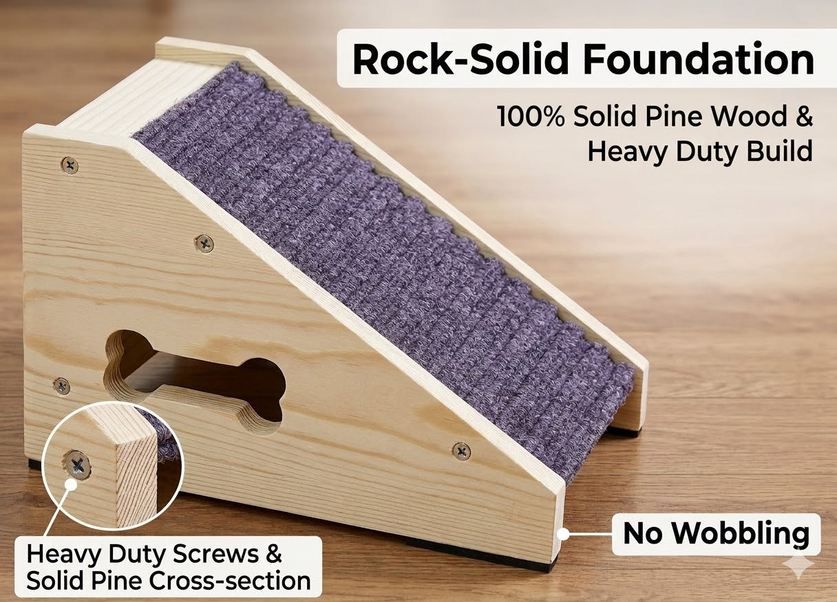 4 Pack Wooden Dog Ramp，Pet Steps for Staircase Ramp for Dogs Cats,  for Stairs Suits for Small Medium Large Dogs Cats,Need Installation，Gray, 11.8 * 9.8 * 5.9 inches
