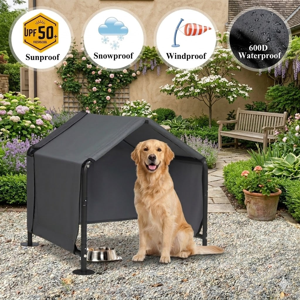 Dog Shades for Outside - Outdoor Dog Kennel for Small Dogs,Waterproof Pet Canopy Shelter for Small Animals with Ground Nails,Outdoor Sun Rain Canopy Pet House,29.5”x25.6”x25.6”