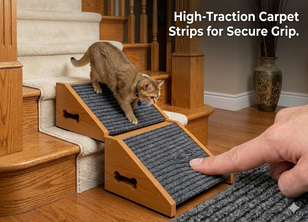 Wooden Dog Ramp,Pet Steps for Small Medium Large Dogs Cats ,Staircase Ramp for Dogs Cats,4 Pack,Need Installation,Brown,11.8 * 9.8 * 5.9 inches