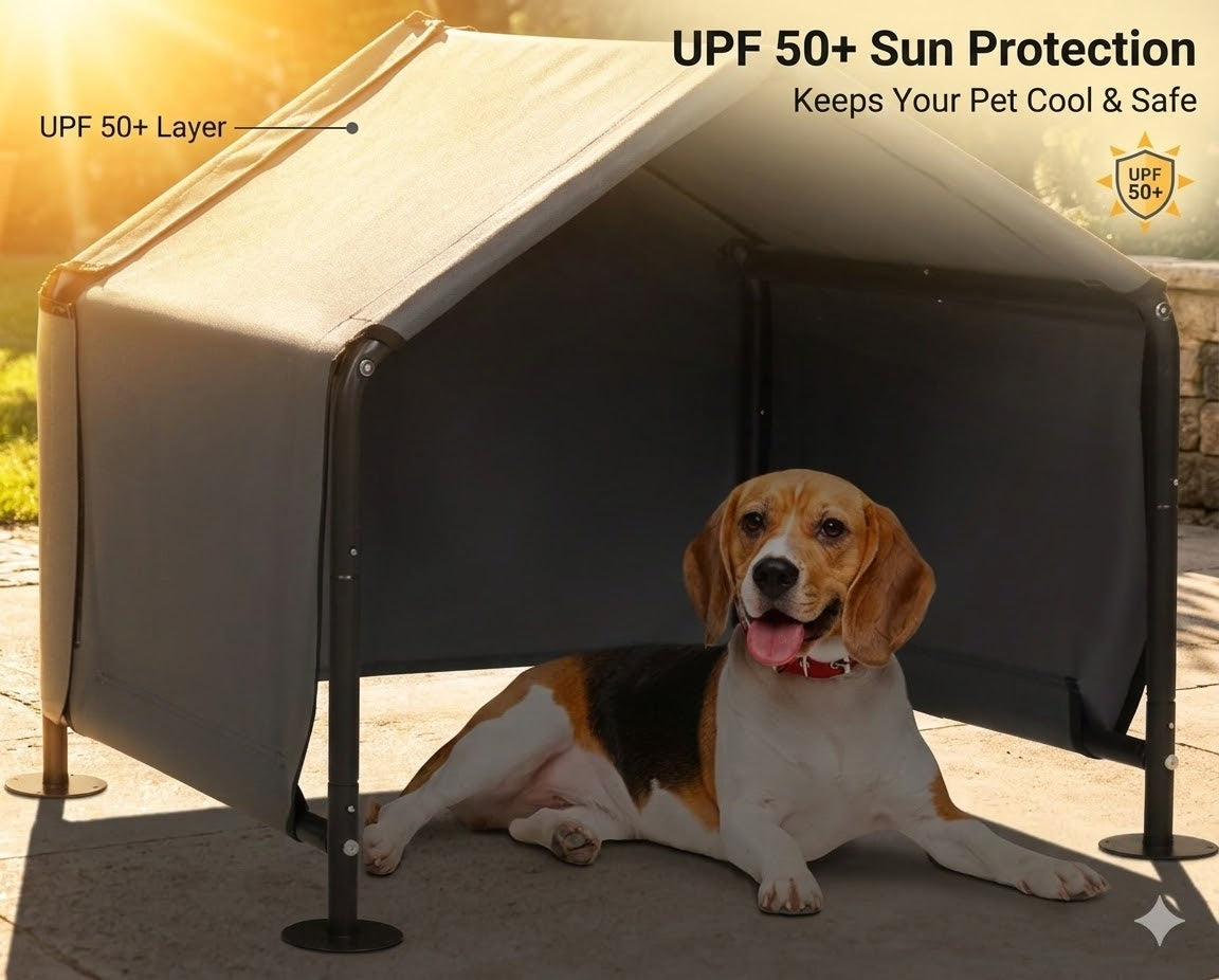 Dog Shades for Outside - Outdoor Dog Kennel for Small Dogs,Waterproof Pet Canopy Shelter for Small Animals with Ground Nails,Outdoor Sun Rain Canopy Pet House,29.5”x25.6”x25.6”