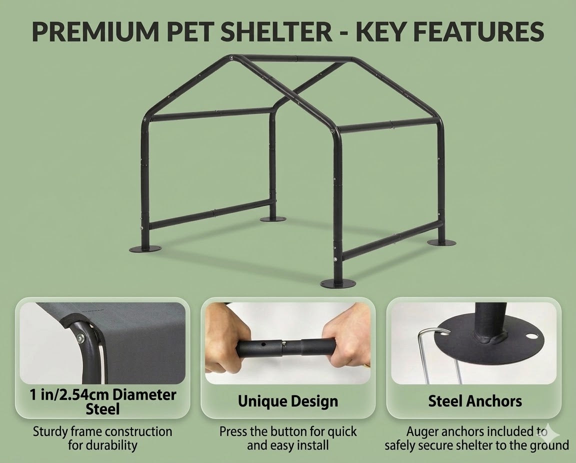 Dog Shades for Outside - Outdoor Dog Kennel for Small Dogs,Waterproof Pet Canopy Shelter for Small Animals with Ground Nails,Outdoor Sun Rain Canopy Pet House,29.5”x25.6”x25.6”