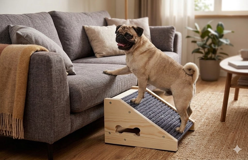 4 Pack Wooden Dog Ramp，Pet Steps for Staircase Ramp for Dogs Cats,  for Stairs Suits for Small Medium Large Dogs Cats,Need Installation，Gray, 11.8 * 9.8 * 5.9 inches