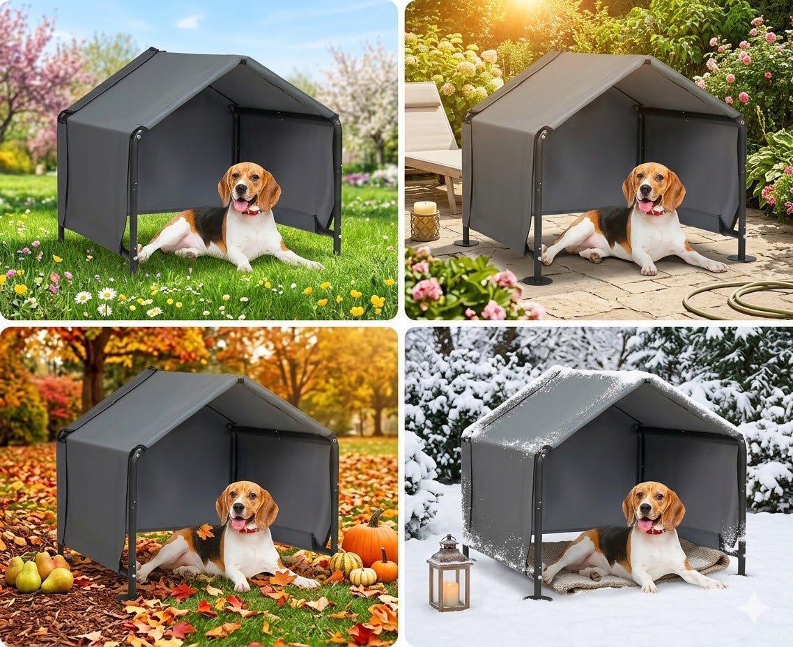 Dog Shades for Outside - Outdoor Dog Kennel for Small Dogs,Waterproof Pet Canopy Shelter for Small Animals with Ground Nails,Outdoor Sun Rain Canopy Pet House,29.5”x25.6”x25.6”