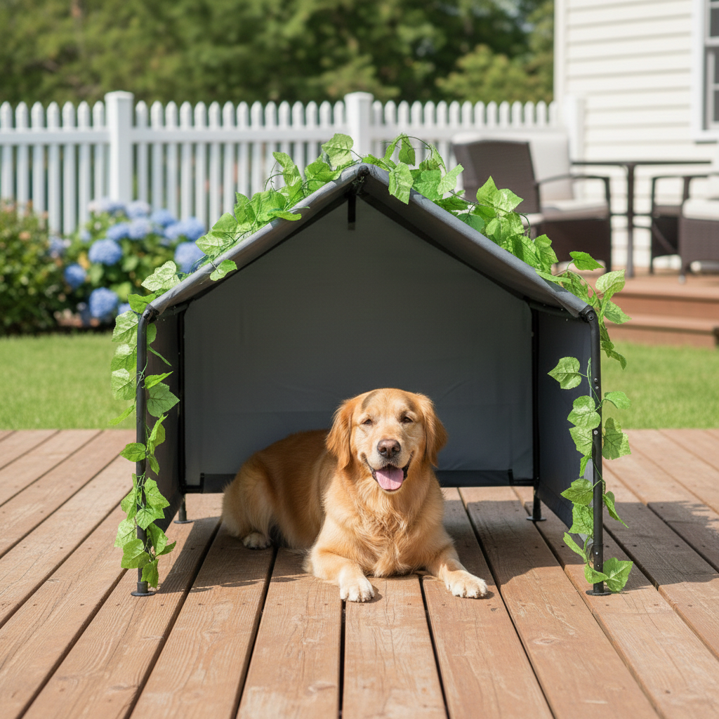 Large Dog Shades for Outside， Outdoors Sun Rain Canopy Pet House, Waterproof Pet Canopy Shelter，for Small Animals，Outdoor Kennel for Small Dogs，47.2" x 47.2" x 39.4"