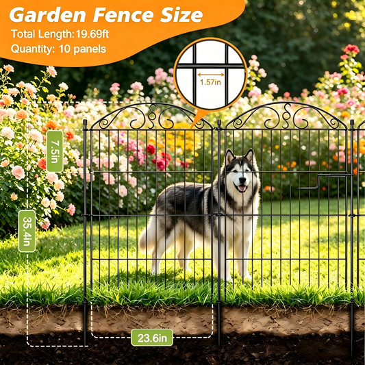 Mashelly Pet Garden Fence 10 Panel with Gate, Rustproof Metal Outdoor Cat and Dog Fence，Suitable for Cats, Dogs, Rabbits and other Animals,Outdoor Courtyard Security Fence, 35.4 x 23.6-in