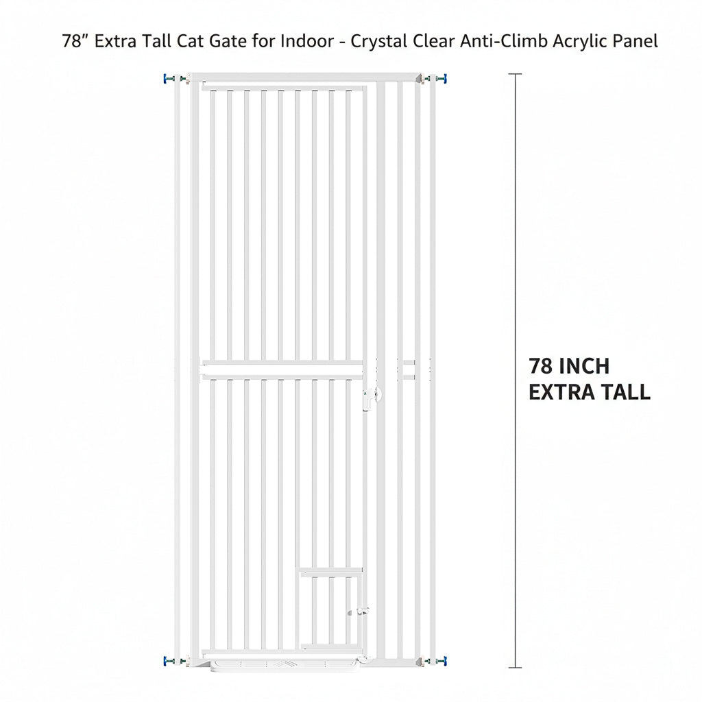 78" Extra Tall Pet Gate for Doorways,27.5"-37" Adjustable Wide，Jump Proof Barrier for Doorways Stairs Kitchen，No Drilling Auto-Close Gate for Doorways,Safe for Cat Dog
