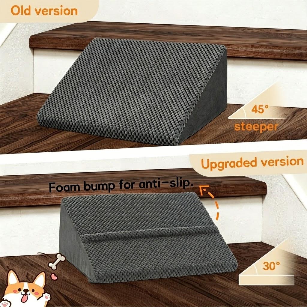 Mashelly 40D Density Foam Dog Ramp for Staircase, with Anti-Slip Bump, Indoor with Self-Sticky Pads to Fix, Pet Ramp Steps Stairs for Small Dogs Cats, 6Pack, Dark Gray