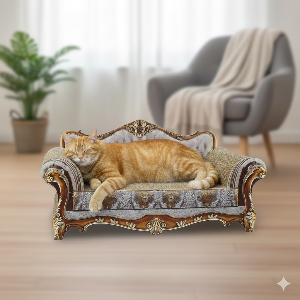 Cat Scratcher Sofa Bed, Scratch Lounge with Catnip,Scratcher for Indoor Cats Kittens Kitties,Couch Shaped Cat Scratching Board