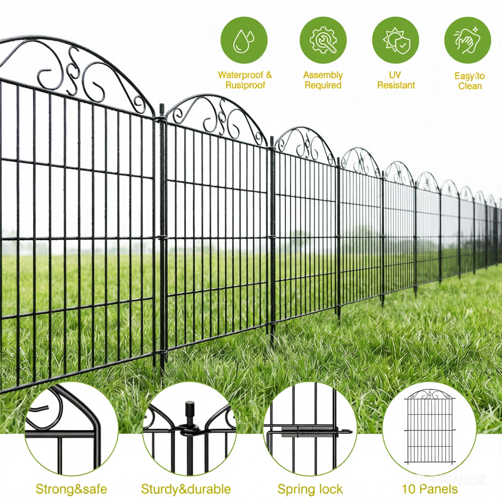 Mashelly Pet Garden Fence 10 Panel with Gate, Rustproof Metal Outdoor Cat and Dog Fence，Suitable for Cats, Dogs, Rabbits and other Animals,Outdoor Courtyard Security Fence, 35.4 x 23.6-in