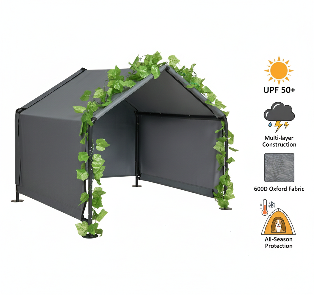Large Dog Shades for Outside， Outdoors Sun Rain Canopy Pet House, Waterproof Pet Canopy Shelter，for Small Animals，Outdoor Kennel for Small Dogs，47.2" x 47.2" x 39.4"