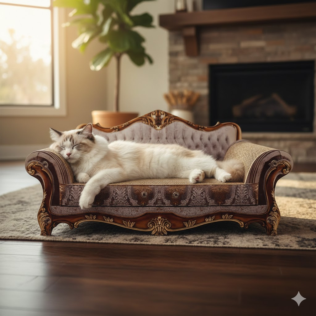 Cat Scratcher Sofa Bed, Scratch Lounge with Catnip,Scratcher for Indoor Cats Kittens Kitties,Couch Shaped Cat Scratching Board