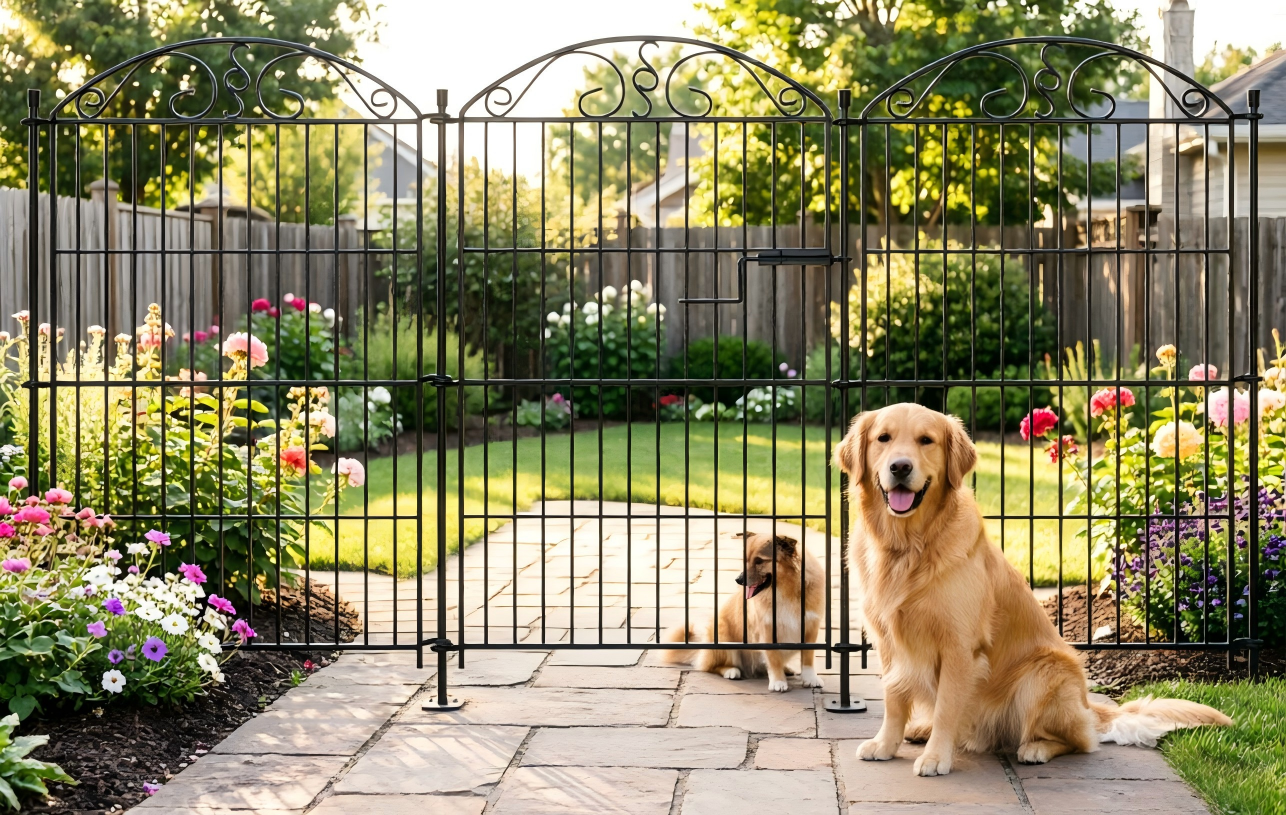 Mashelly Pet Garden Fence 10 Panel with Gate, Rustproof Metal Outdoor Cat and Dog Fence，Suitable for Cats, Dogs, Rabbits and other Animals,Outdoor Courtyard Security Fence, 35.4 x 23.6-in