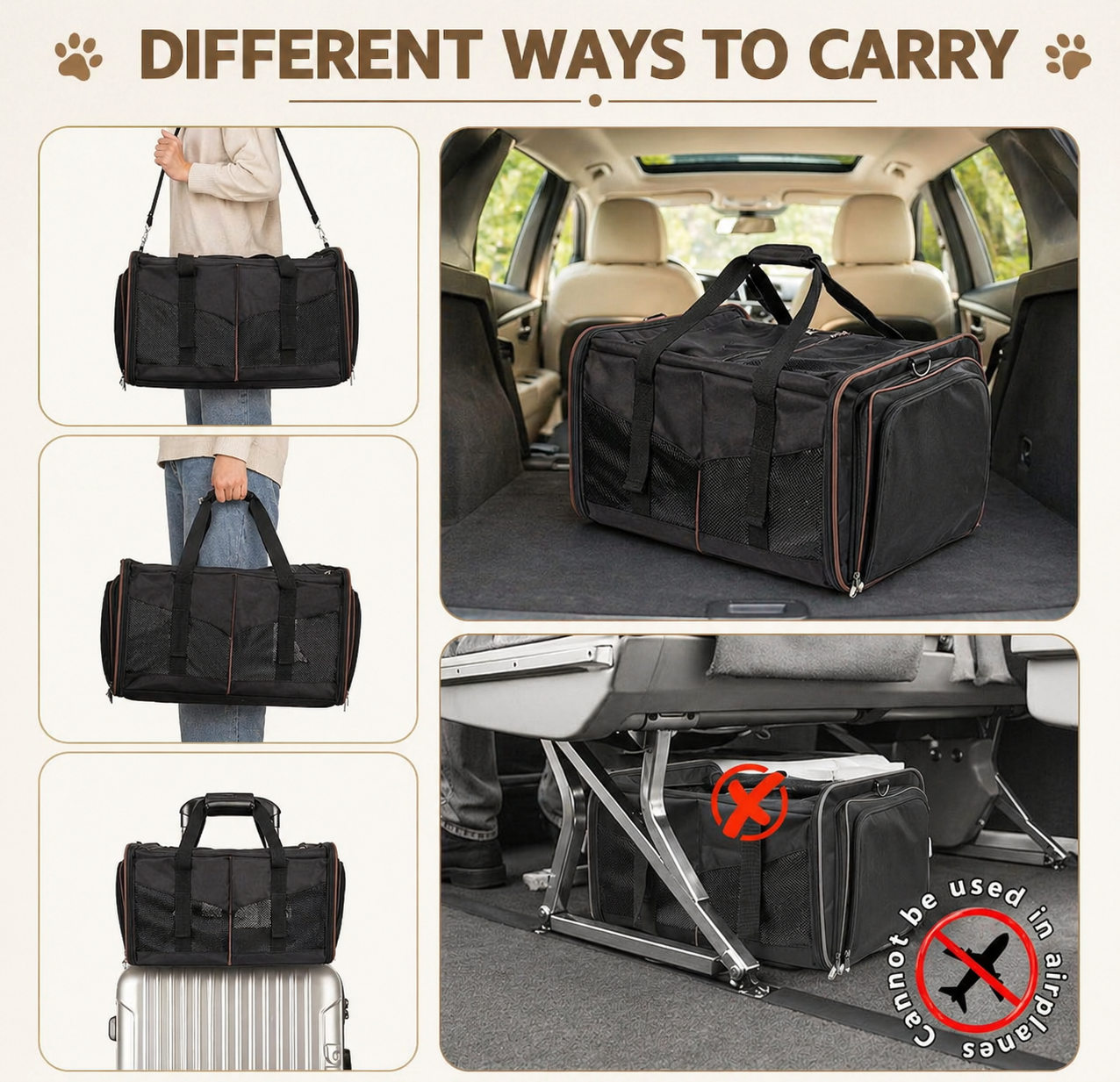 Mashelly Cat Carrying Case, Protable and Breathable Pet Travel Carrier, Double Compartment Cat & Dog Carrier for 2 Cats, Expandable Double Soft Sided Carrier with 2 Litter Boxes