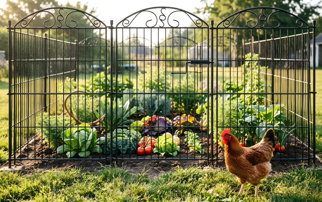 Mashelly Pet Garden Fence 10 Panel with Gate, Rustproof Metal Outdoor Cat and Dog Fence，Suitable for Cats, Dogs, Rabbits and other Animals,Outdoor Courtyard Security Fence, 35.4 x 23.6-in