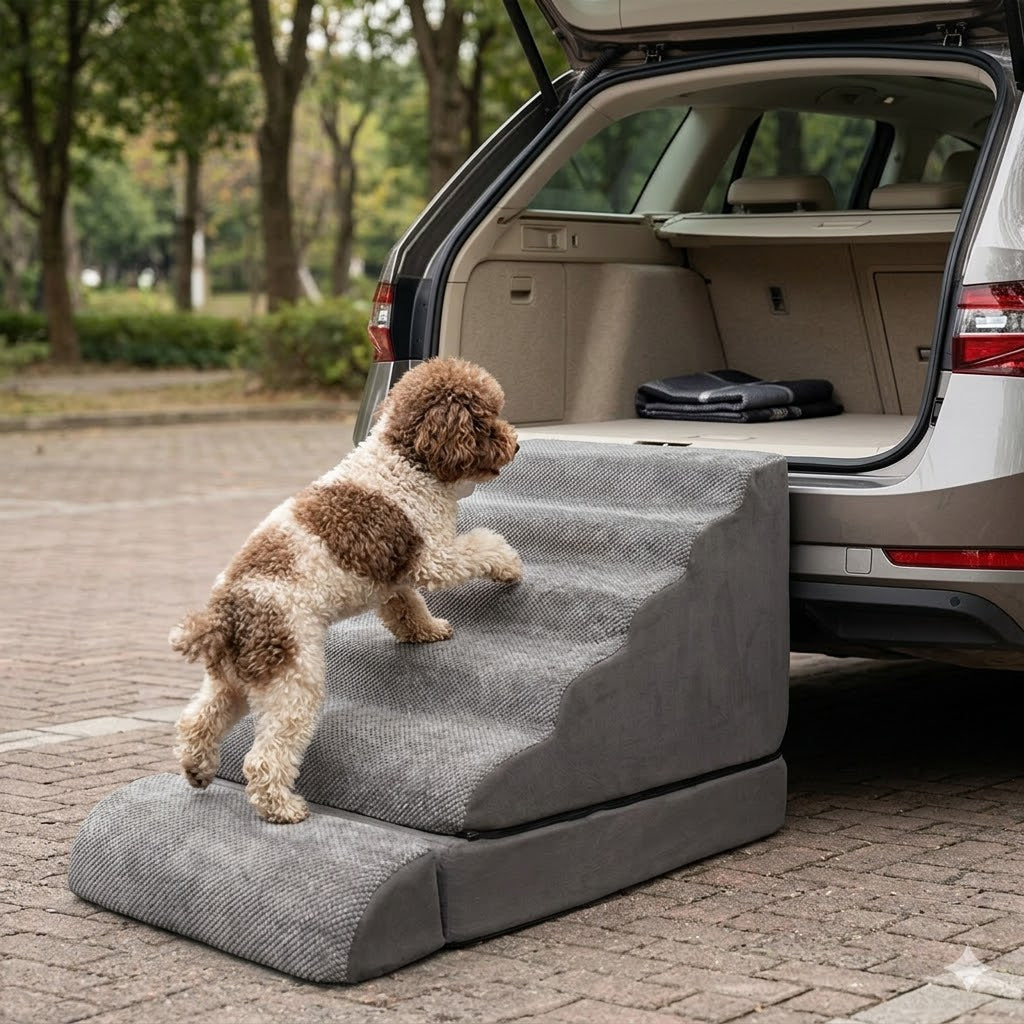 30 inch Height Dog Stairs/Steps for High Beds up to 30-36 inches, 30D Foam Dog Ladder for Large Dogs, Non-Slip Dog Ramp, Pet Steps for Small Dogs/Old Pets, Grey