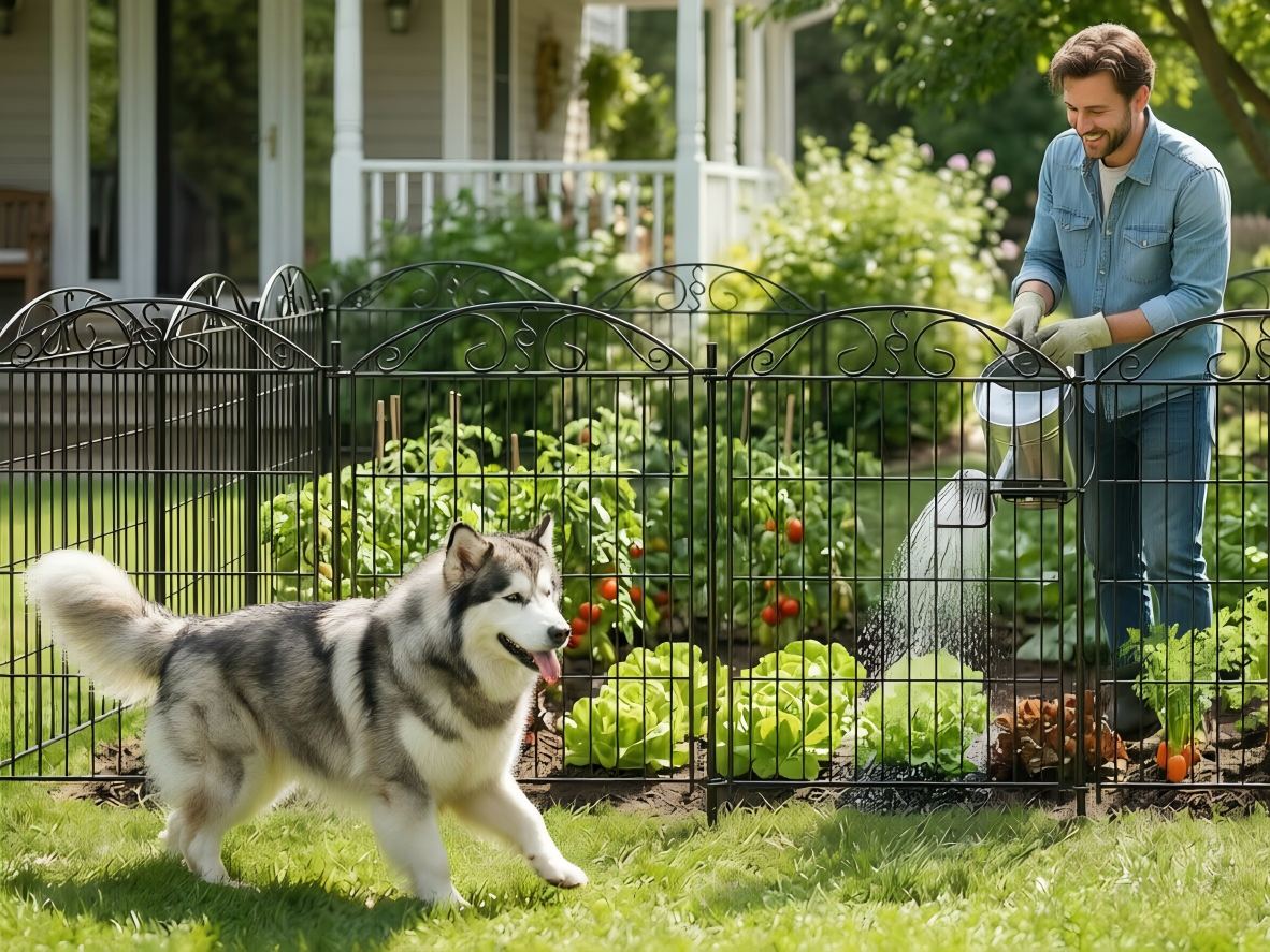 Mashelly Pet Garden Fence 10 Panel with Gate, Rustproof Metal Outdoor Cat and Dog Fence，Suitable for Cats, Dogs, Rabbits and other Animals,Outdoor Courtyard Security Fence, 35.4 x 23.6-in